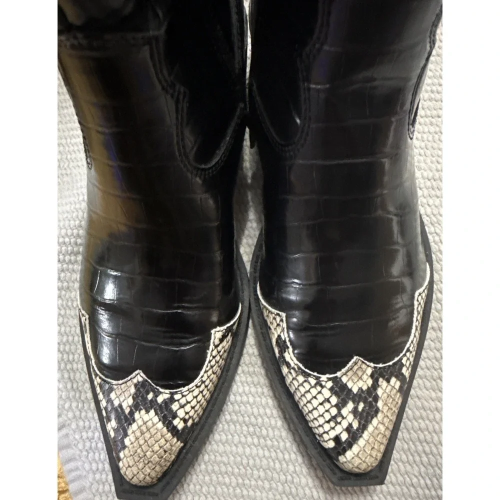 OPEN EDIT Exclusive Kiara Western Bootie Women's Size US 7.5 M Black Croco